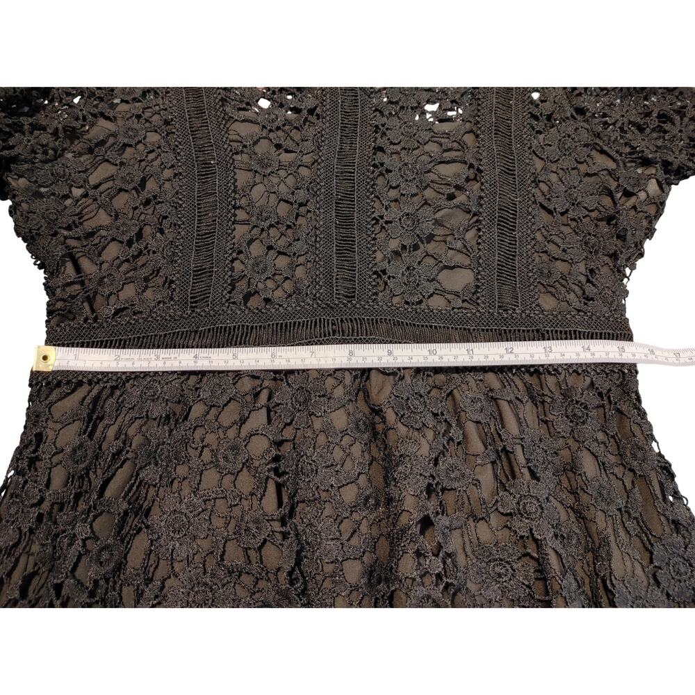 I.Madeline Lace Long Sleeve Black Lined Peplum Blouse Top Womens Large - Picture 7 of 10